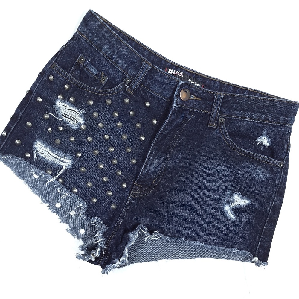 BDG Studded High Rise Cheeky Denim Shorts